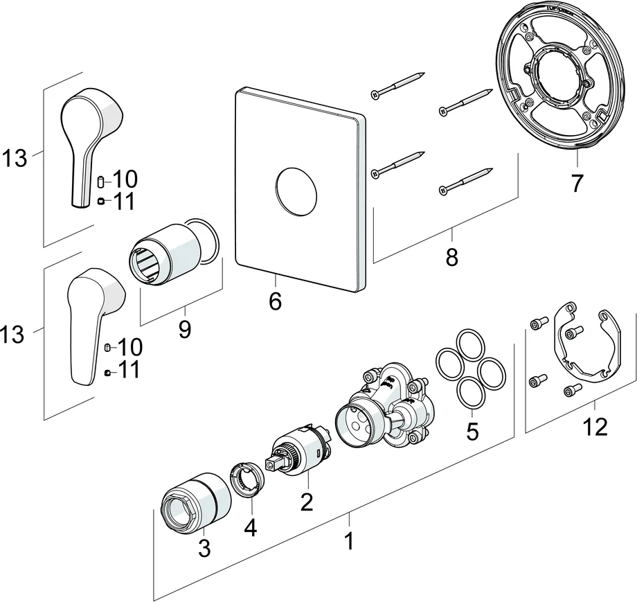 HA Einhebelmischer Fertigset für Brause-Batterie HANSAPALENO 8051 Rosette eckig Chrom HA Einhebelmischer Fertigset für Brause-Batterie HANSAPALENO 8051 Rosette eckig Chrom