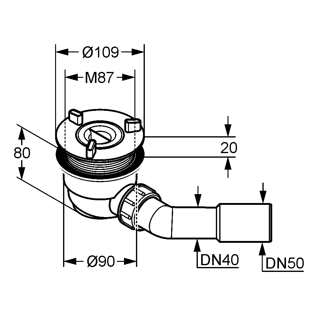 TASSO 90 Ablaufgarnitur RohbauSet neutral TASSO 90 Ablaufgarnitur RohbauSet neutral