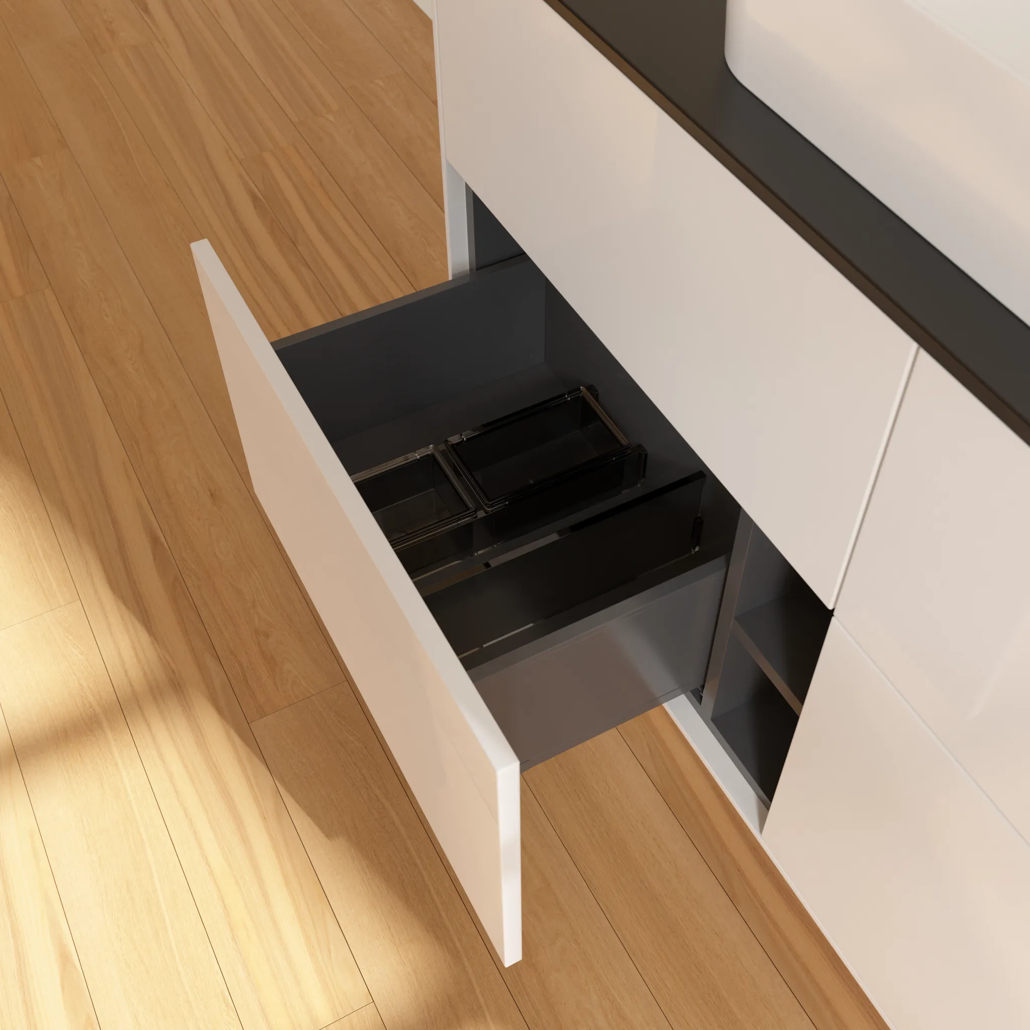 Villeroy & Boch Finion Waschbeckenunterschrank G26 1200x603x501mm Glossy White Lacquer / Glass Black Matt