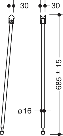 Bodenstütze, Edelstahl, pulverbeschichtet, zur Nachrüstung an Stützklappgriffen Duo 900.50…, Montagehöhe 800 mm, in Farbe DC (Schwarz tiefmatt) Bodenstütze, Edelstahl, pulverbeschichtet, zur Nachrüstung an Stützklappgriffen Duo 900.50…, Montagehöhe 800 mm, in Farbe DC (Schwarz tiefmatt)