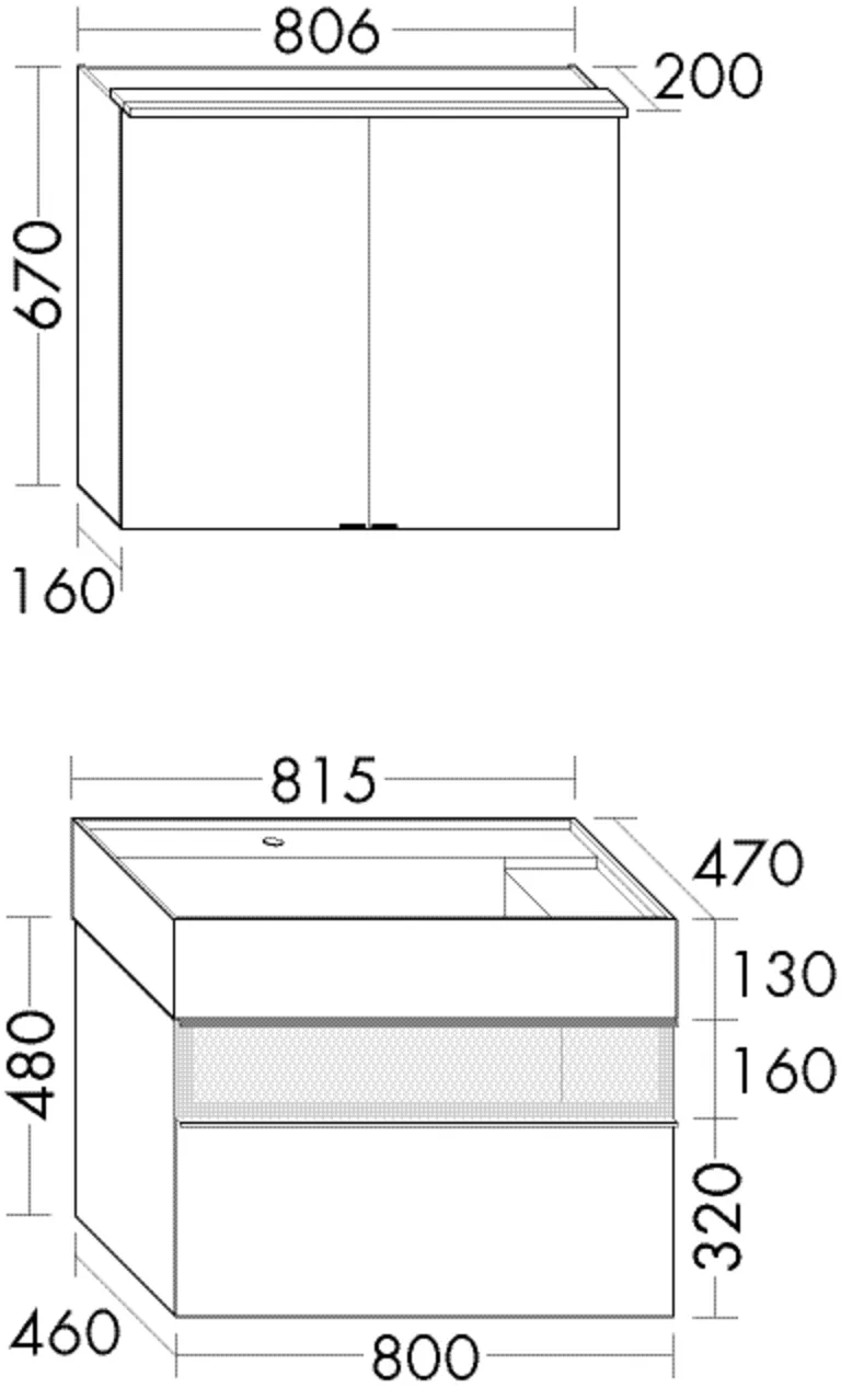 burgbad Yumo SFLA082 Badmöbelset Spiegelschrank mit Mineralguss-Waschtisch burgbad Yumo SFLA082 Badmöbelset Spiegelschrank mit Mineralguss-Waschtisch
