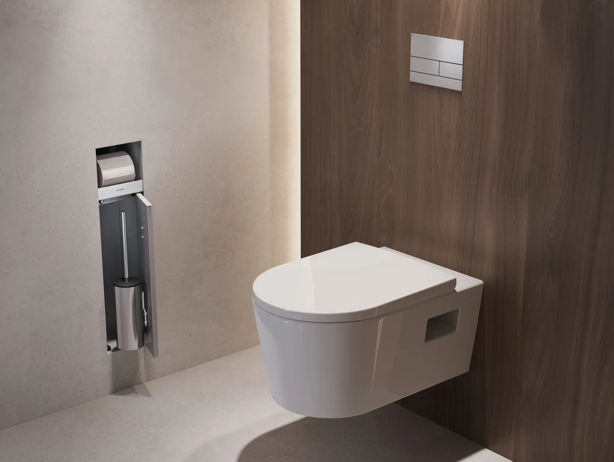 XtraStoris Rock Einbau Toilettenbürstenhalter mit Papierhalter und befliesbarer Tür Mattschwarz