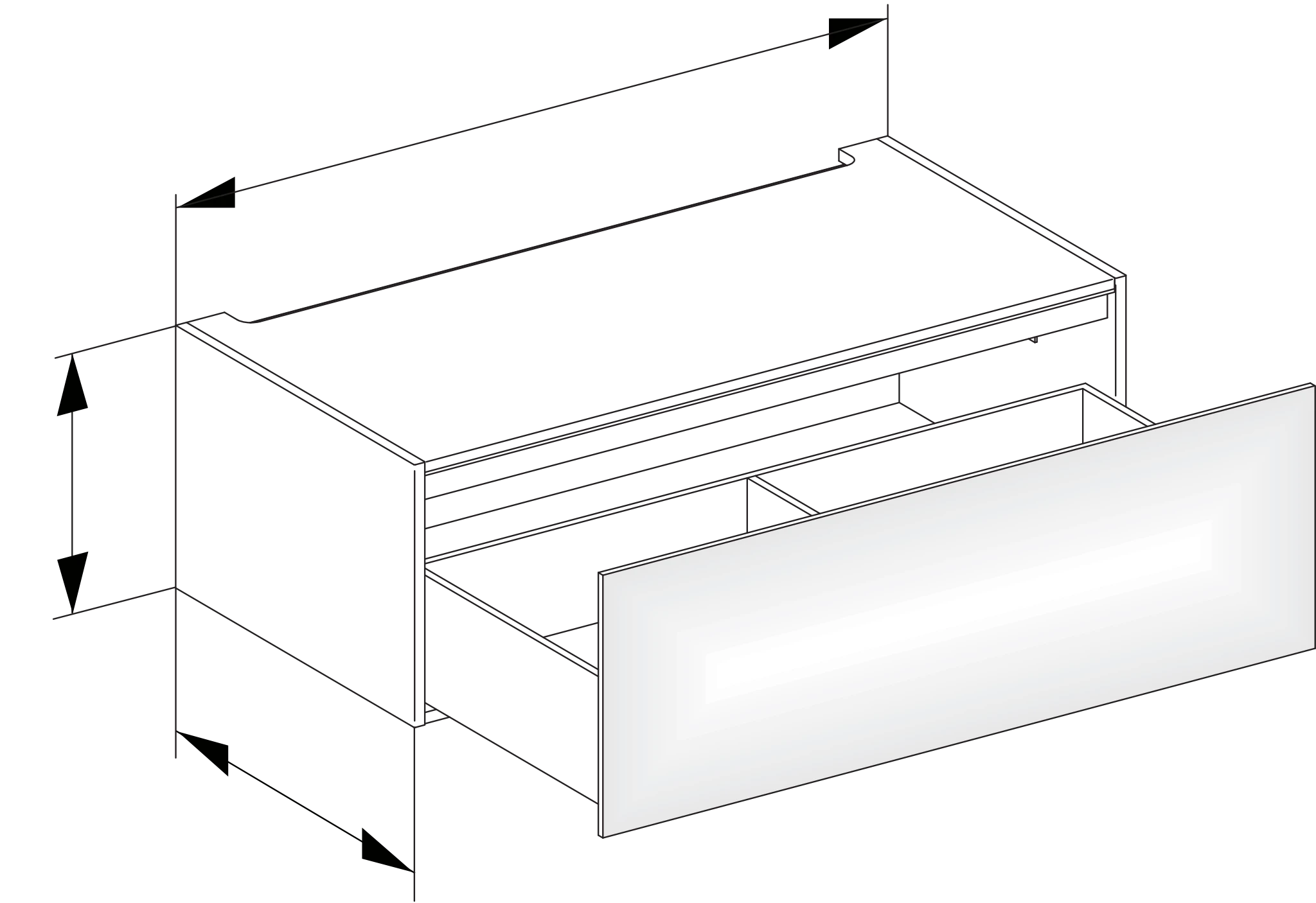 Edition 11 Modul Unterbauschrank mit Auszug 1050 x 350 x 535 mm weiß Hochglanz/weiß Hochglanz