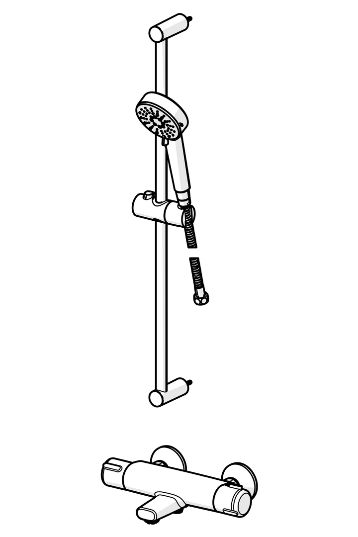 HansaBASIC Wannen- und Brausearmatur mit Brausestangengarnitur HansaBASIC 5516, 160 mm Ausladung, Chrom HansaBASIC Wannen- und Brausearmatur mit Brausestangengarnitur HansaBASIC 5516, 160 mm Ausladung, Chrom
