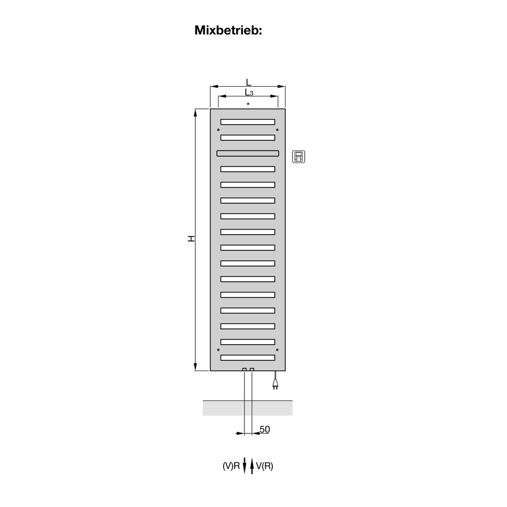 Zehnder Design-Handtuchwärmer „Metropolitan Bar“ mit Heizstab IHE 40 × 80,5 cm in Verkehrsweiß (RAL 9016, glänzend)