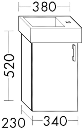 Waschtischunterschrank Sys30 von burgbad - 1 Tür, 340 mm breit, 230 mm tief, 520 mm hoch