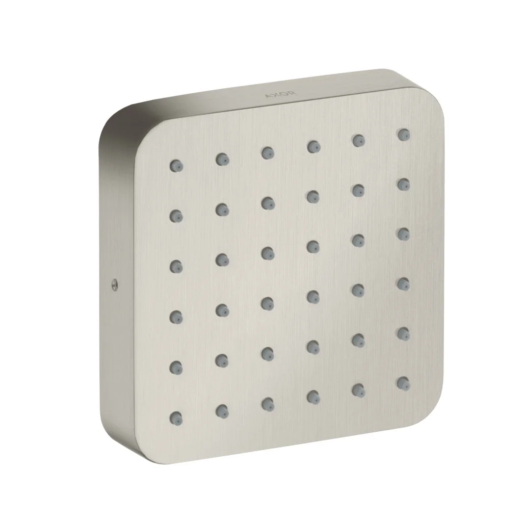 Hansgrohe AXOR Citterio E Brausemodul Unterputz softsquare Edelstahl Optic, 120 mm Brausekopfgröße, Rain Strahl, verstellbarer Strahlwinkel in fünf Stufen, nutzbar als Kopf-, Nacken- oder Seitenbrause