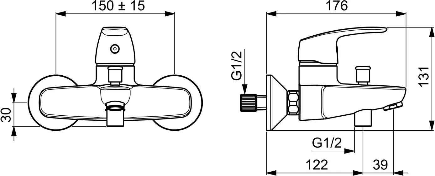 HansaPINTO Wannen- und Brausearmatur HansaPINTO 4511 Ausladung 166 mm DN15 Chrom