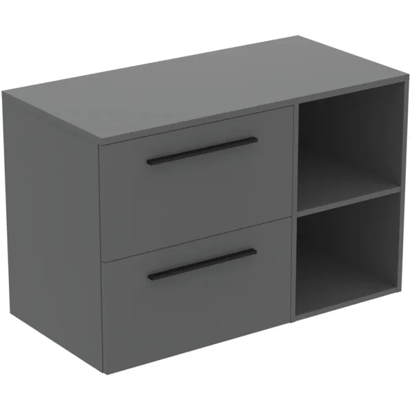 Möbel-Set 100cm i.life B 2 Auszüge 2 offene Fächer Griff Schwarz Weiß matt
