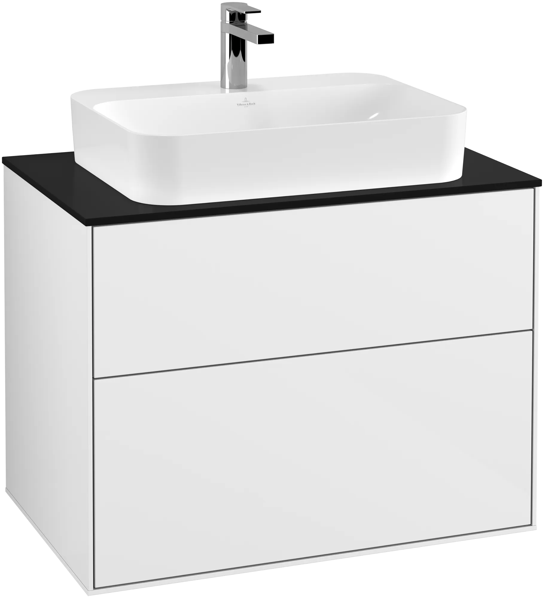 Villeroy & Boch Finion Waschbeckenunterschrank F34 800x603x501mm Glossy White Lacquer / Glass Black Matt