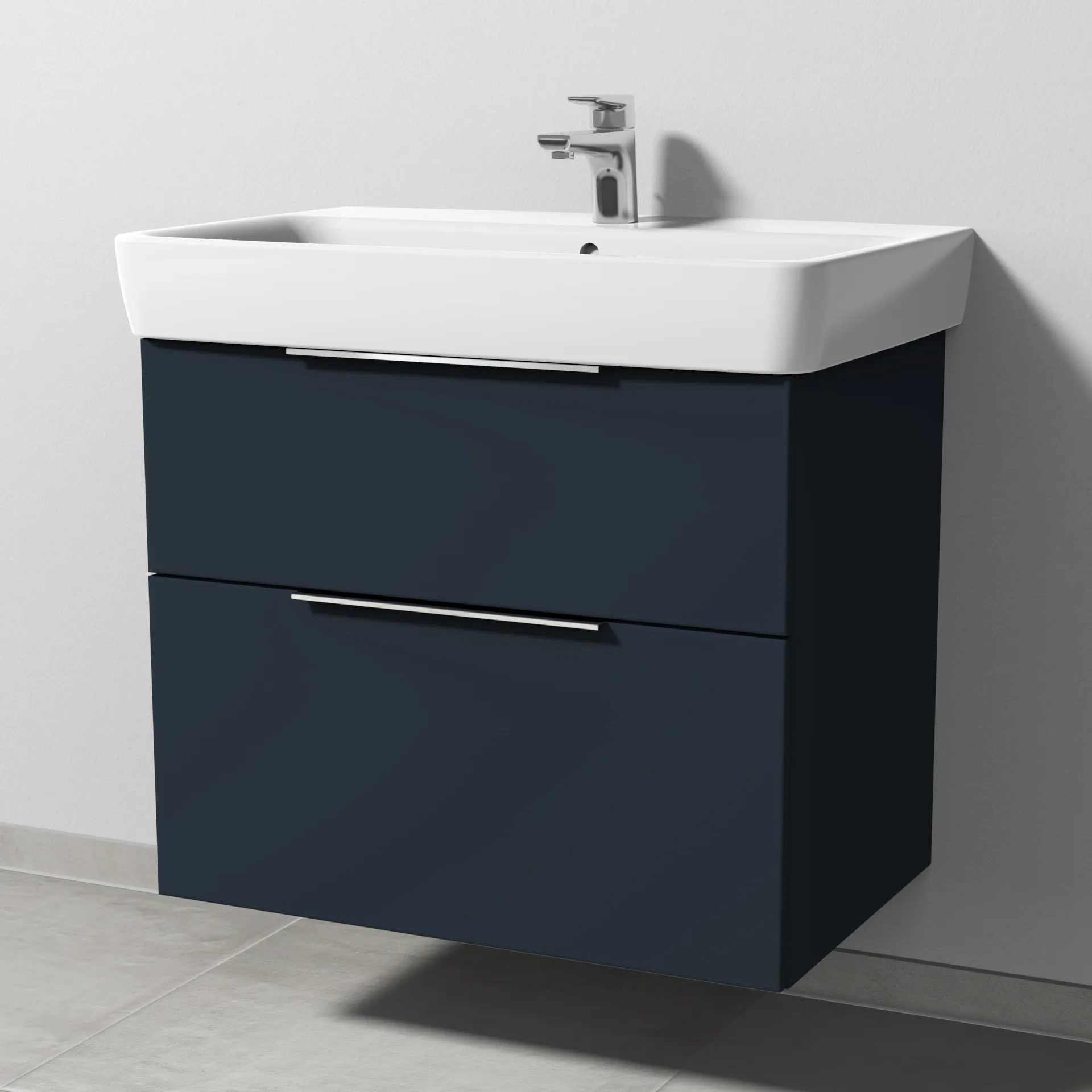 Sanipa Waschtischunterschrank „3way“ 690 × 588 × 407 mm in Marine (matt), Becken mittig Sanipa Waschtischunterschrank „3way“ 690 × 588 × 407 mm in Marine (matt), Becken mittig