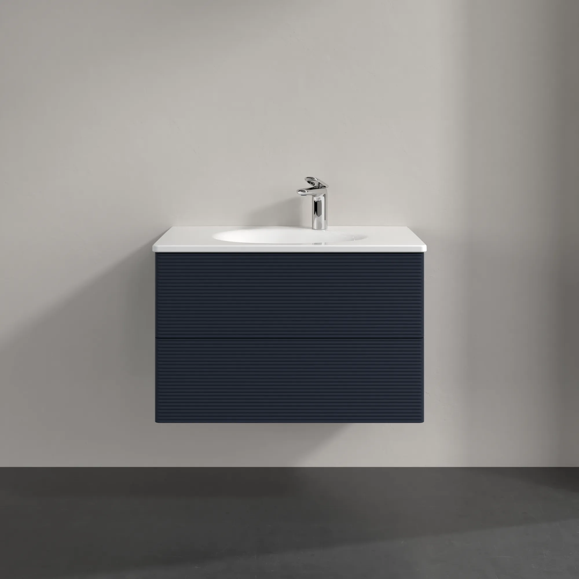 Villeroy & Boch Waschtischunterschrank für Schrankwaschtisch „Antao“ 788 × 504 × 496 mm Midnight Blue Matt Lacquer, für Becken mittig, mit Beleuchtung Villeroy & Boch Waschtischunterschrank für Schrankwaschtisch „Antao“ 788 × 504 × 496 mm Midnight Blue Matt Lacquer, für Becken mittig, mit Beleuchtung