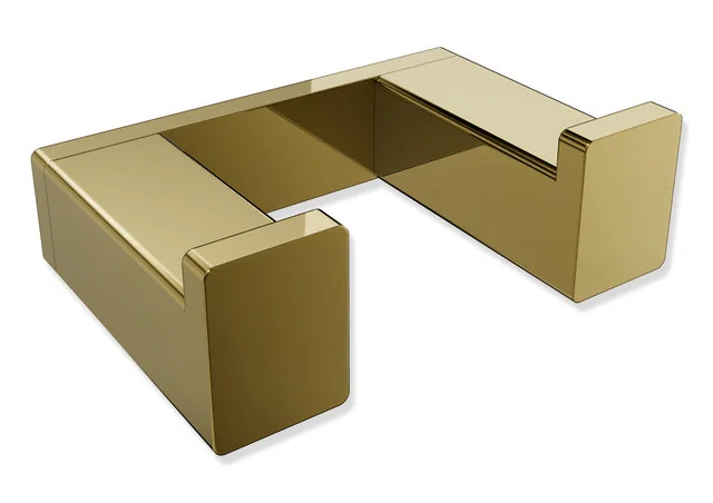 HEWI Doppelhaken System 900Q, Edelstahl PVD gold glänzend, 60 mm breit, 42 mm tief