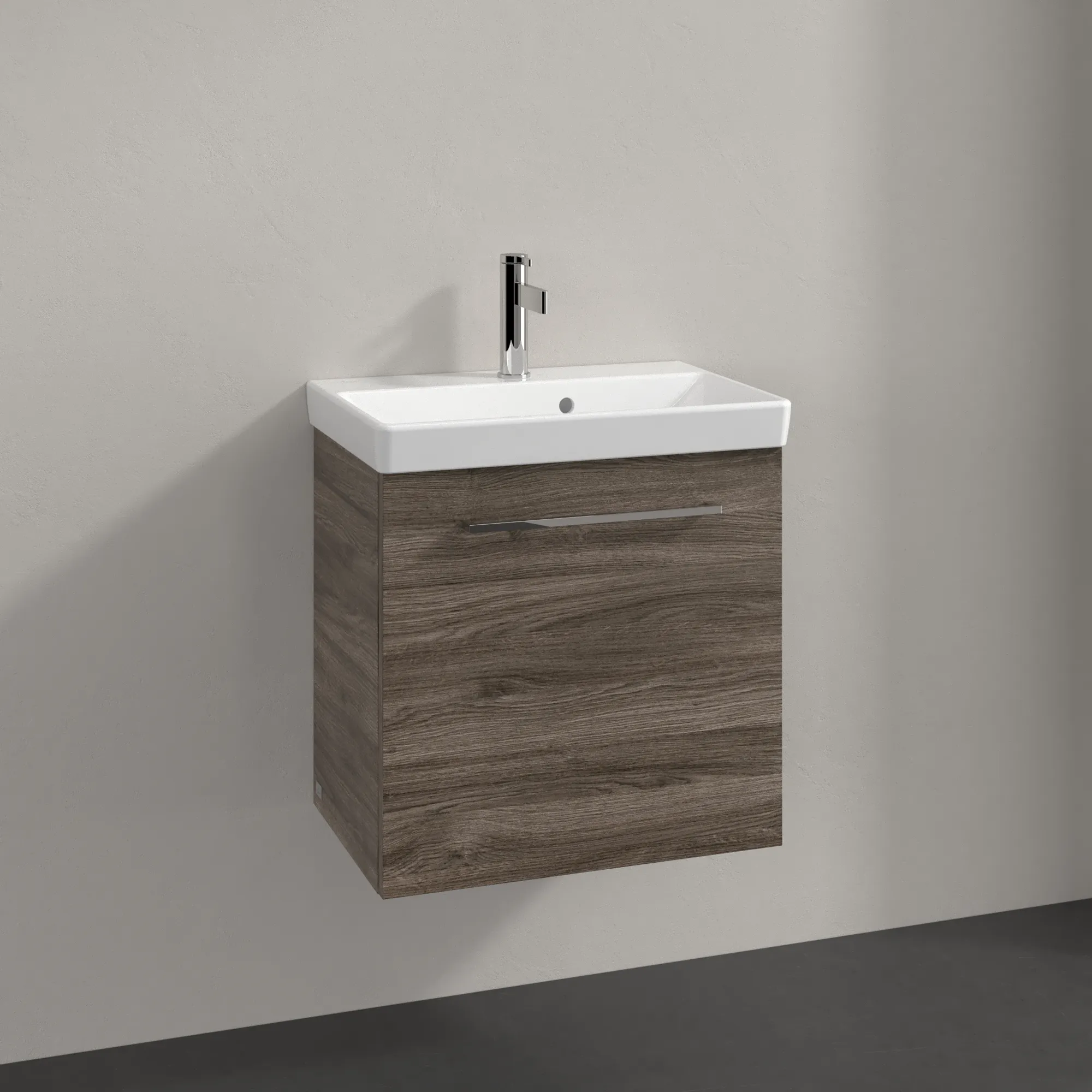 Villeroy & Boch Waschtischunterschrank mit Tür „Avento“ für Schrankwaschtisch 530 × 514 × 352 mm Stone Oak, Anschlag rechts, Soft Closing, 1 Tür