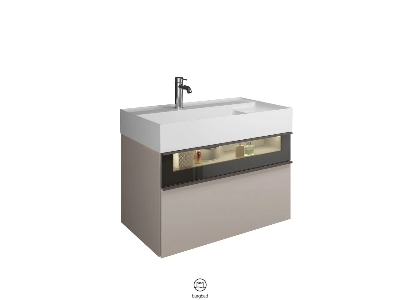 burgbad Yumo Mi-Waschtisch inkl. WTU (SFMX082), Mineralguss, 470x815x610, PG1 burgbad Yumo Mi-Waschtisch inkl. WTU (SFMX082), Mineralguss, 470x815x610, PG1