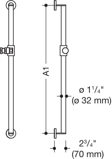 Brausehalterstange S900 schliff, A var. signalweiß