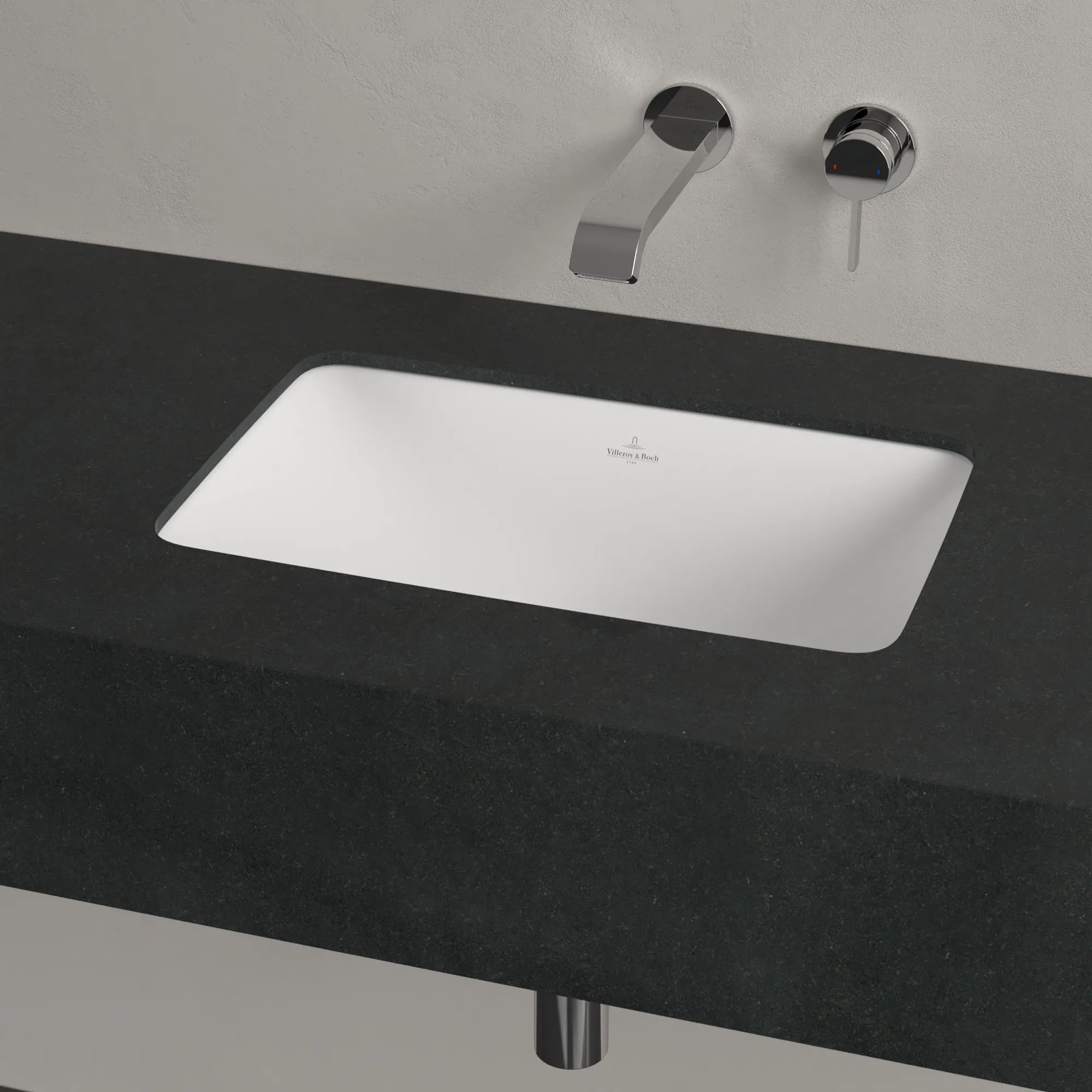 Villeroy & Boch Unterbauwaschtisch aus TitanCeram „Loop & Friends“ 510 × 340 × 185 mm, ohne Hahnlochbohrung in Stone White Villeroy & Boch Unterbauwaschtisch aus TitanCeram „Loop & Friends“ 510 × 340 × 185 mm, ohne Hahnlochbohrung in Stone White