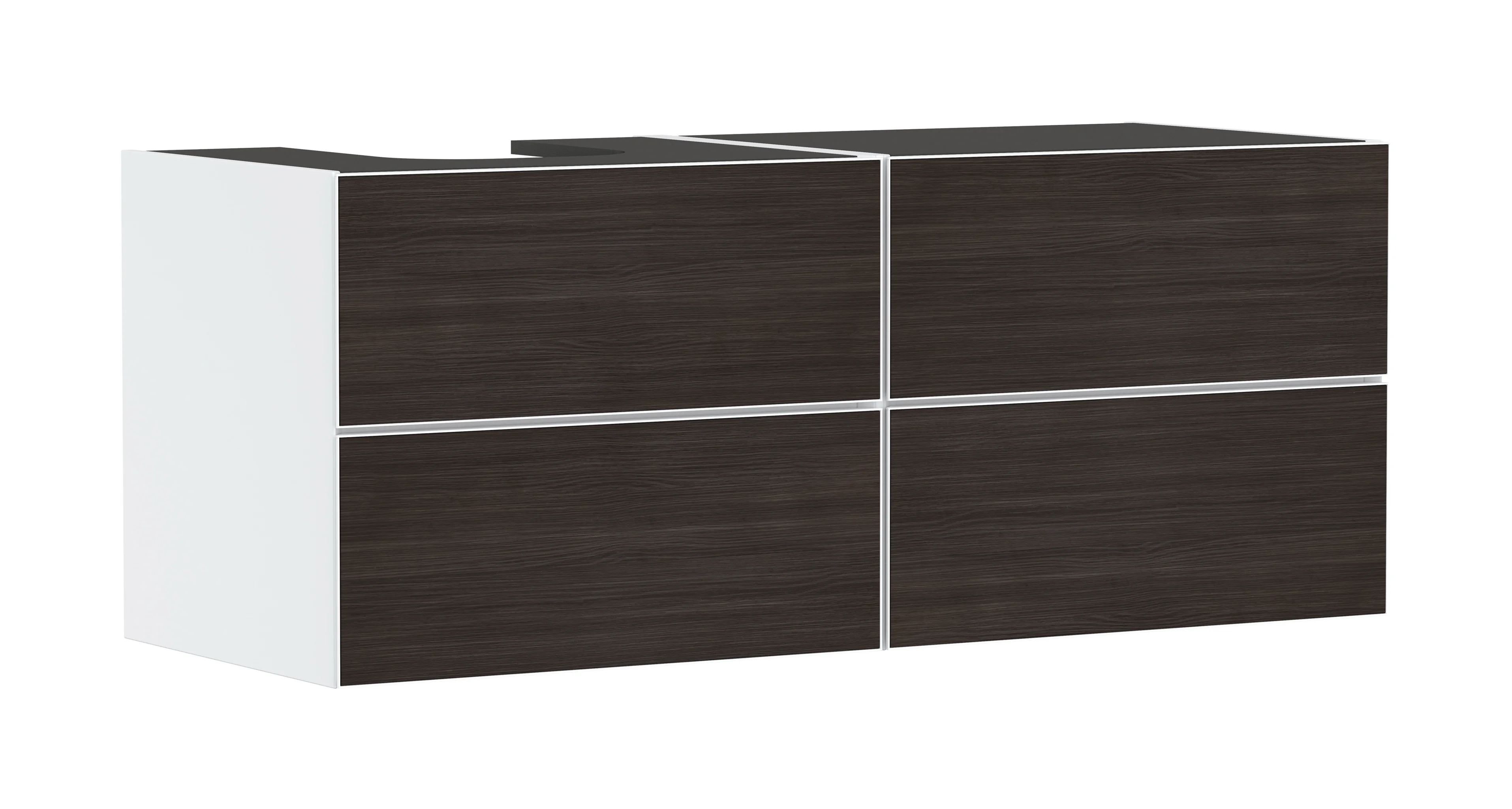 Hansgrohe Xevolos E Waschtischunterschrank Mattweiß 1370/550 mm mit 4 Schubkästen, griff- und geräuschlos, SoftClose, Wandmontage