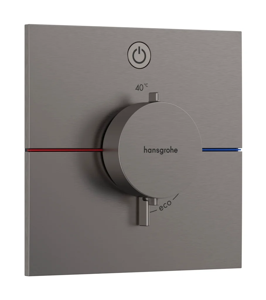 Hansgrohe ShowerSelect Comfort E Thermostat Unterputz, Brushed Black Chrome, 1 Verbraucher, flache Rosette, einfache Installation