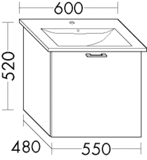 Waschtischunterschrank Sys30 von burgbad – 1 Auszug, 480 mm tief, 550 mm breit, 520 mm hoch Waschtischunterschrank Sys30 von burgbad – 1 Auszug, 480 mm tief, 550 mm breit, 520 mm hoch