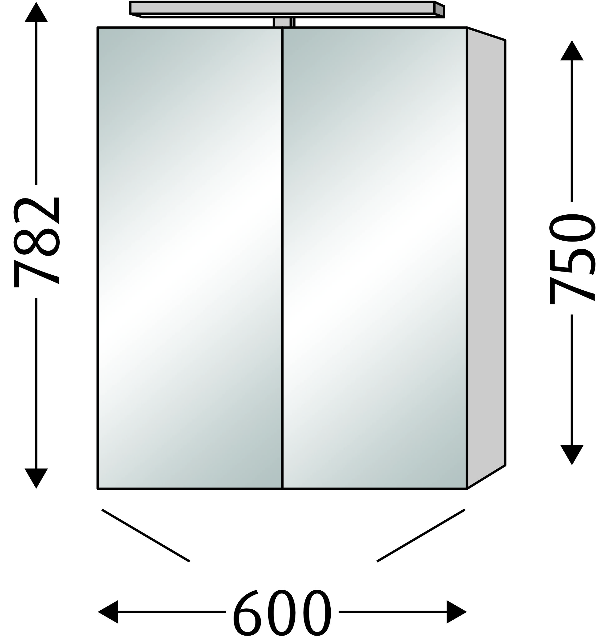 Sanipa Spiegelschrank „Milla“ 60 × 75 × 14,9 cm in Schwarz-Matt