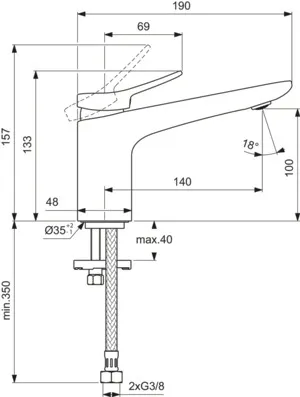 Waschischarmatur Conca Ausladung 140mm ohne Ablaufgarnitur Brushed Gold Waschischarmatur Conca Ausladung 140mm ohne Ablaufgarnitur Brushed Gold