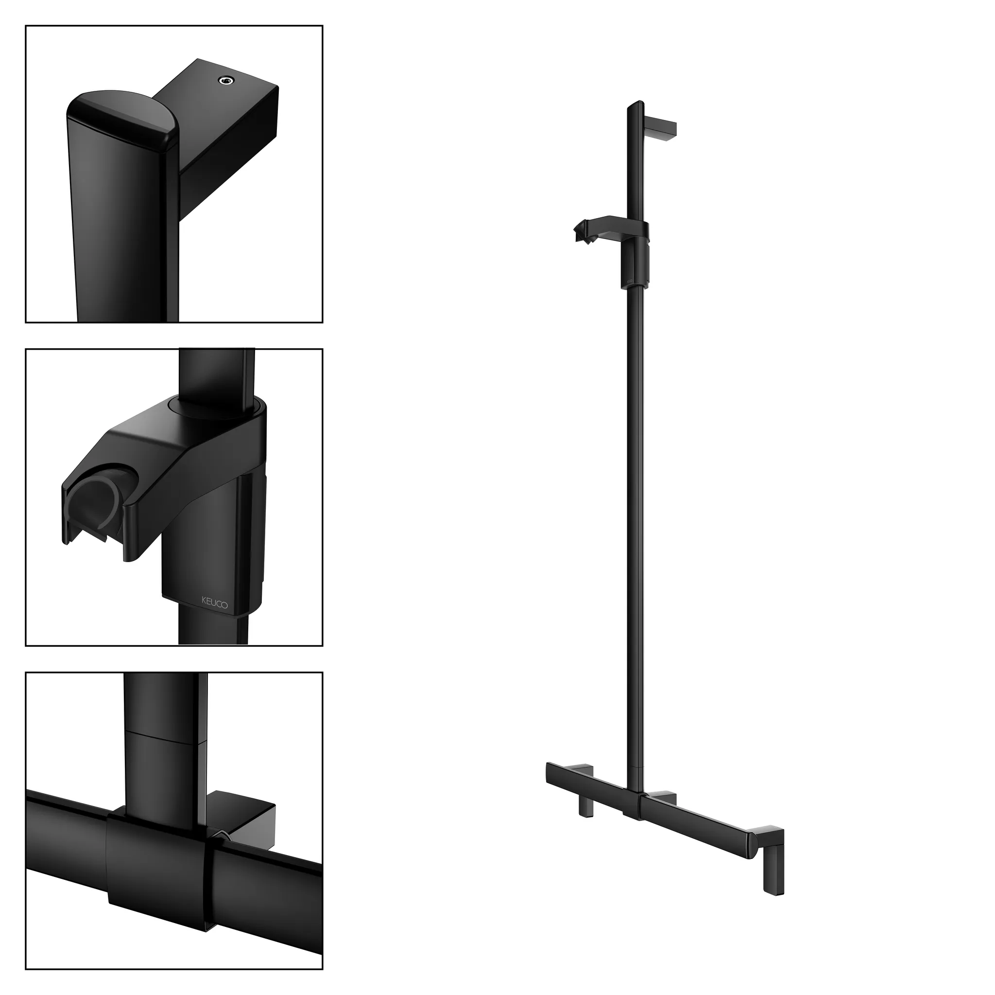 KEUCO Duschhandlauf mit Brausestange „Axess“ 632 × 700 × 1301 mm Ausführung in Schwarz (matt)