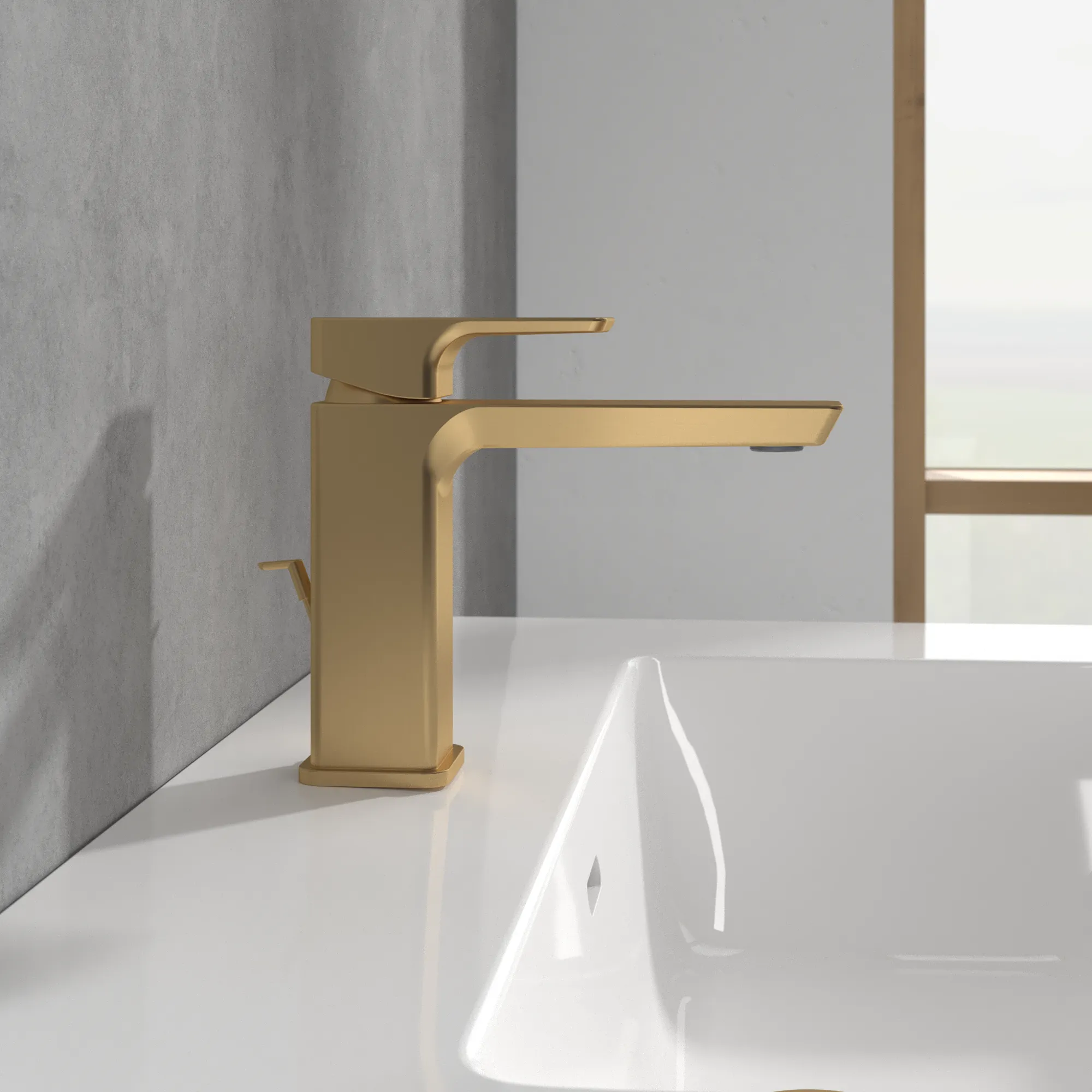 Villeroy & Boch Subway 3.0 Einhebel-Waschtischarmatur, Brushed Gold, 51x176x155 mm, verstellbarer Strahlregler, AirPlus, AquaSmart Villeroy & Boch Subway 3.0 Einhebel-Waschtischarmatur, Brushed Gold, 51x176x155 mm, verstellbarer Strahlregler, AirPlus, AquaSmart