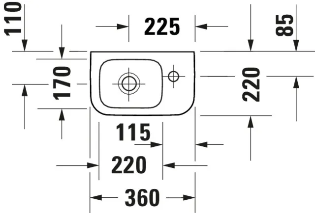 Wandwaschtisch „DuraStyle“, ohne Überlauf, Hahnlochposition rechts Wandwaschtisch „DuraStyle“, ohne Überlauf, Hahnlochposition rechts