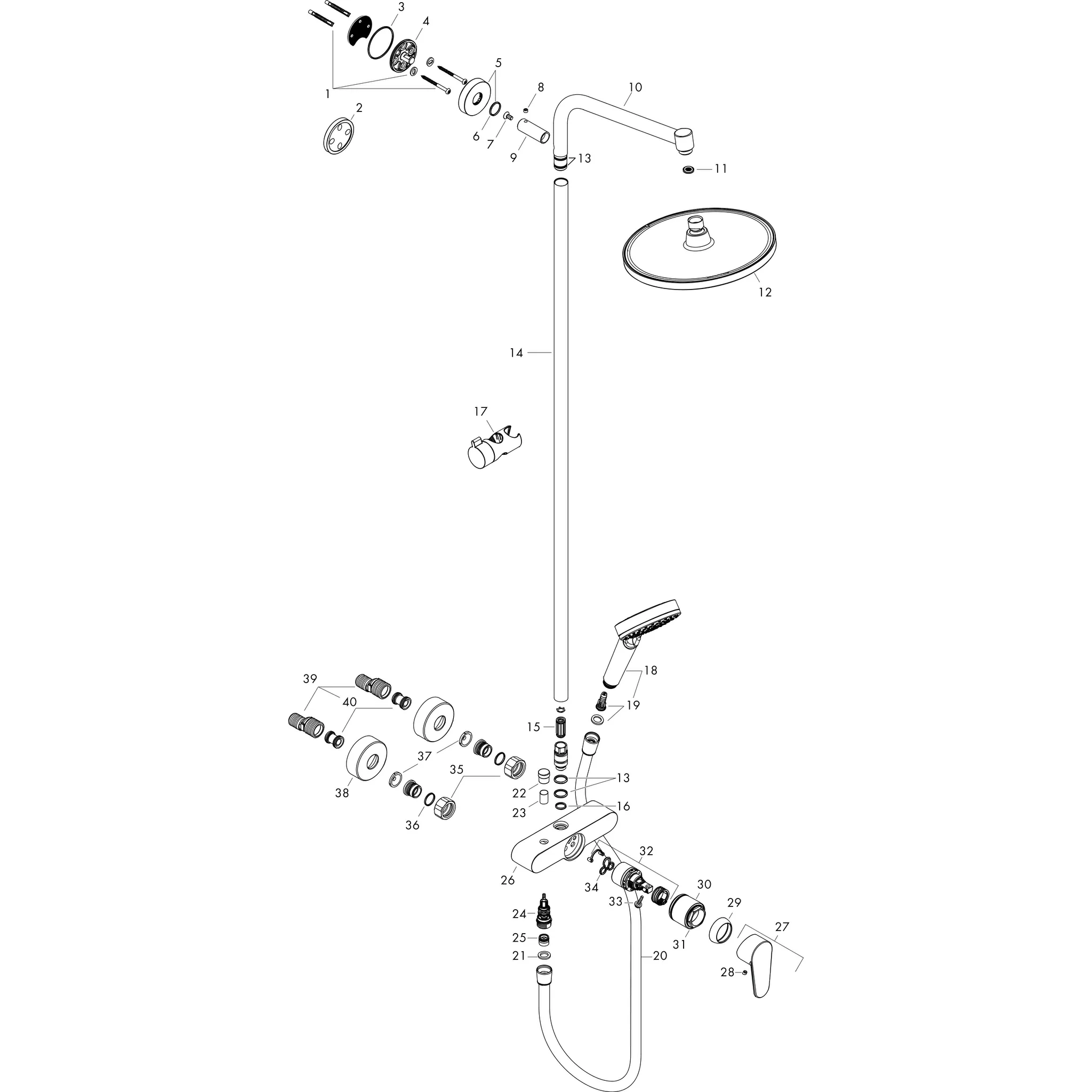Showerpipe Crometta S 240 Einhebelmischer chrom
