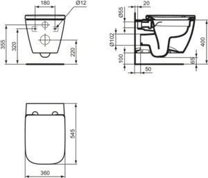 WC-Paket i.life B WC Randlos mit WC-Sitz Softclosing 360x545x380mm Weiß