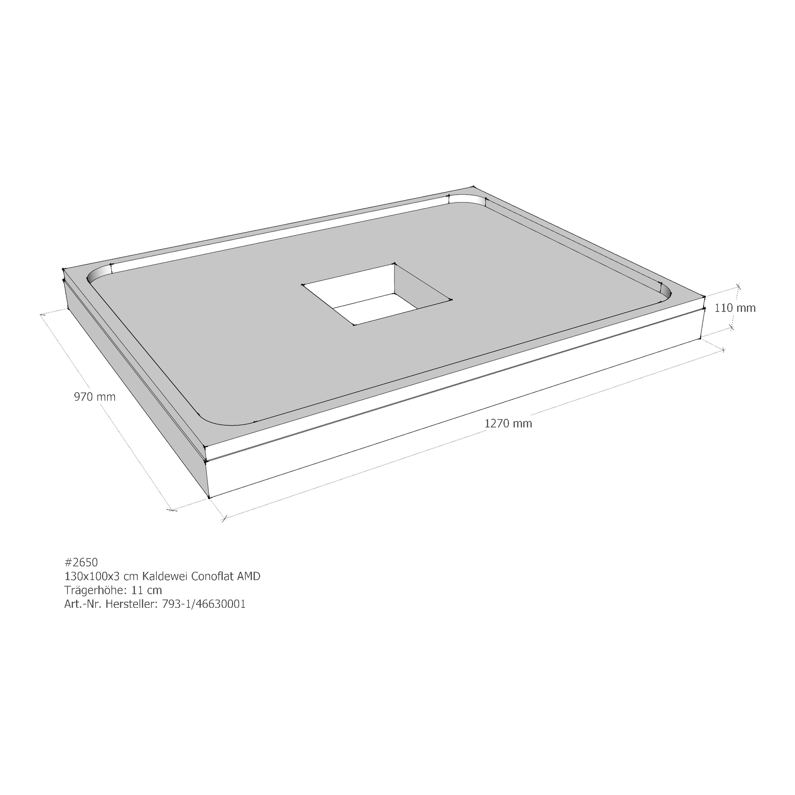 Duschwannenträger für Kaldewei Conoflat 130 × 100 × 2,3 cm Breite: 100 cm / Länge: 130 cm Duschwannenträger für Kaldewei Conoflat 130 × 100 × 2,3 cm Breite: 100 cm / Länge: 130 cm