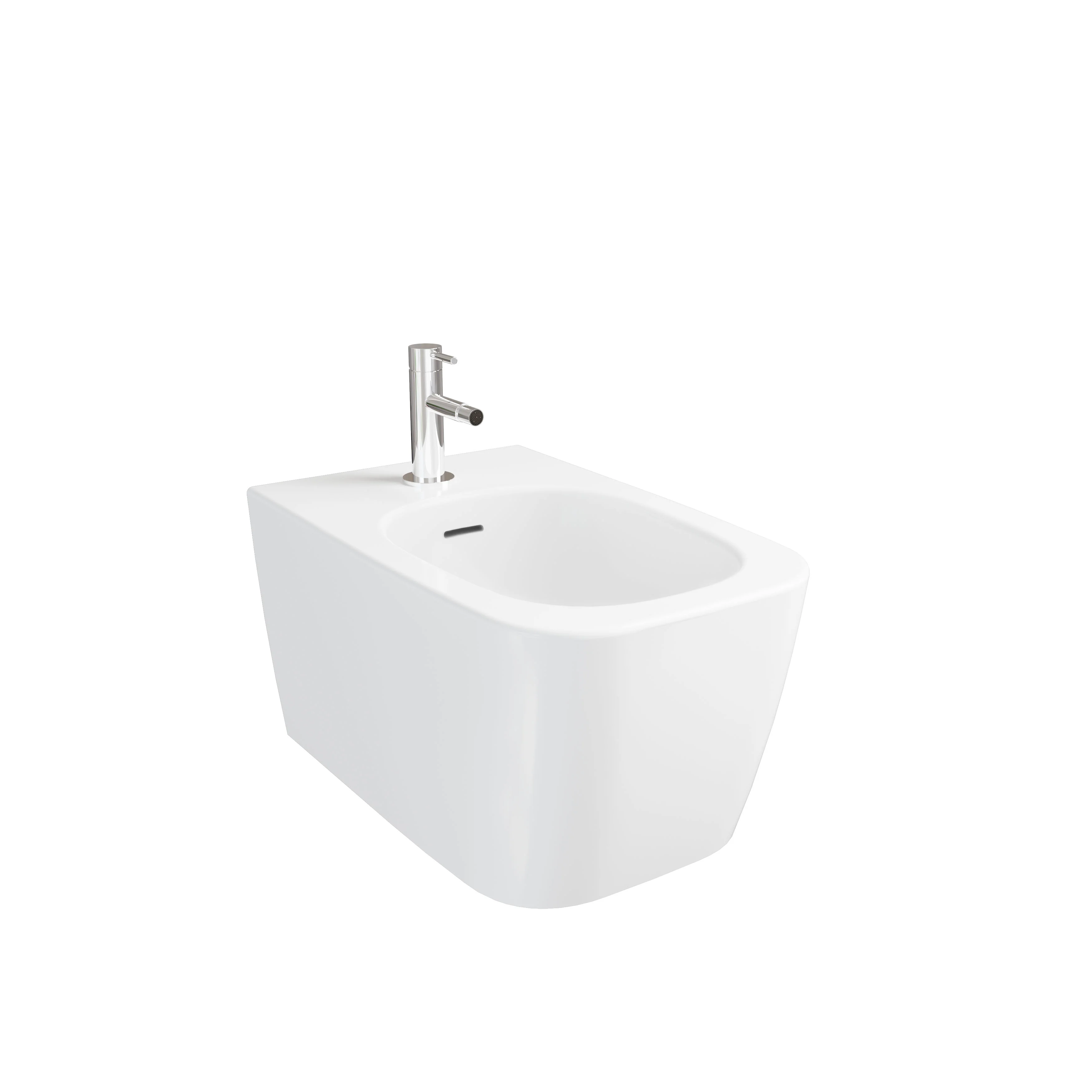 New Metropole Square Wand-Bidet mit verdeckter Befestigung Weiß Hochglanz mit Oberflächenveredelung Clean