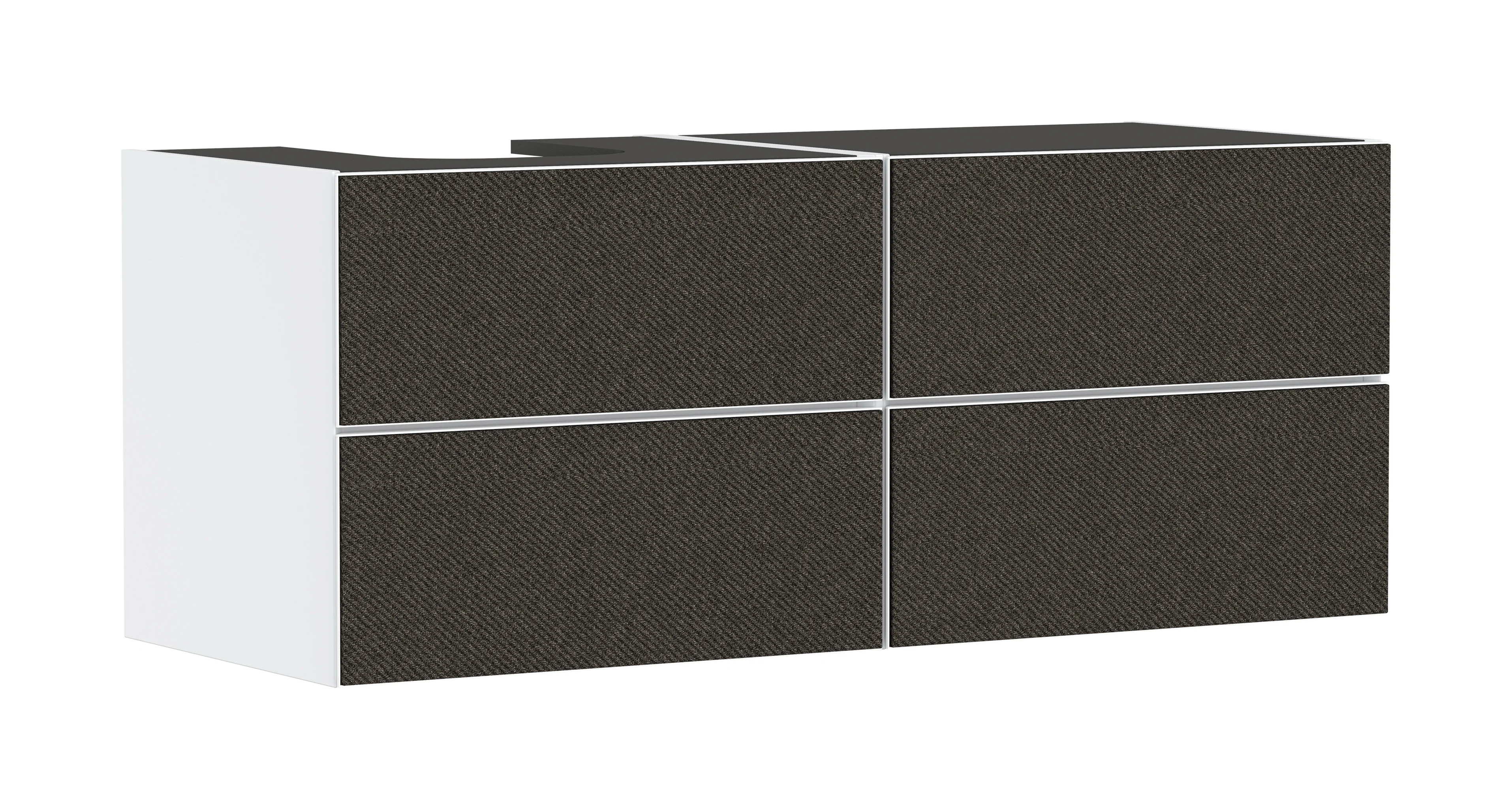 Hansgrohe Xevolos E Waschtischunterschrank Mattweiß 1370x550 mm mit 4 Schubkästen, griff- und siphonausschnittlos, SoftClose, PushOpen, vormontiert
