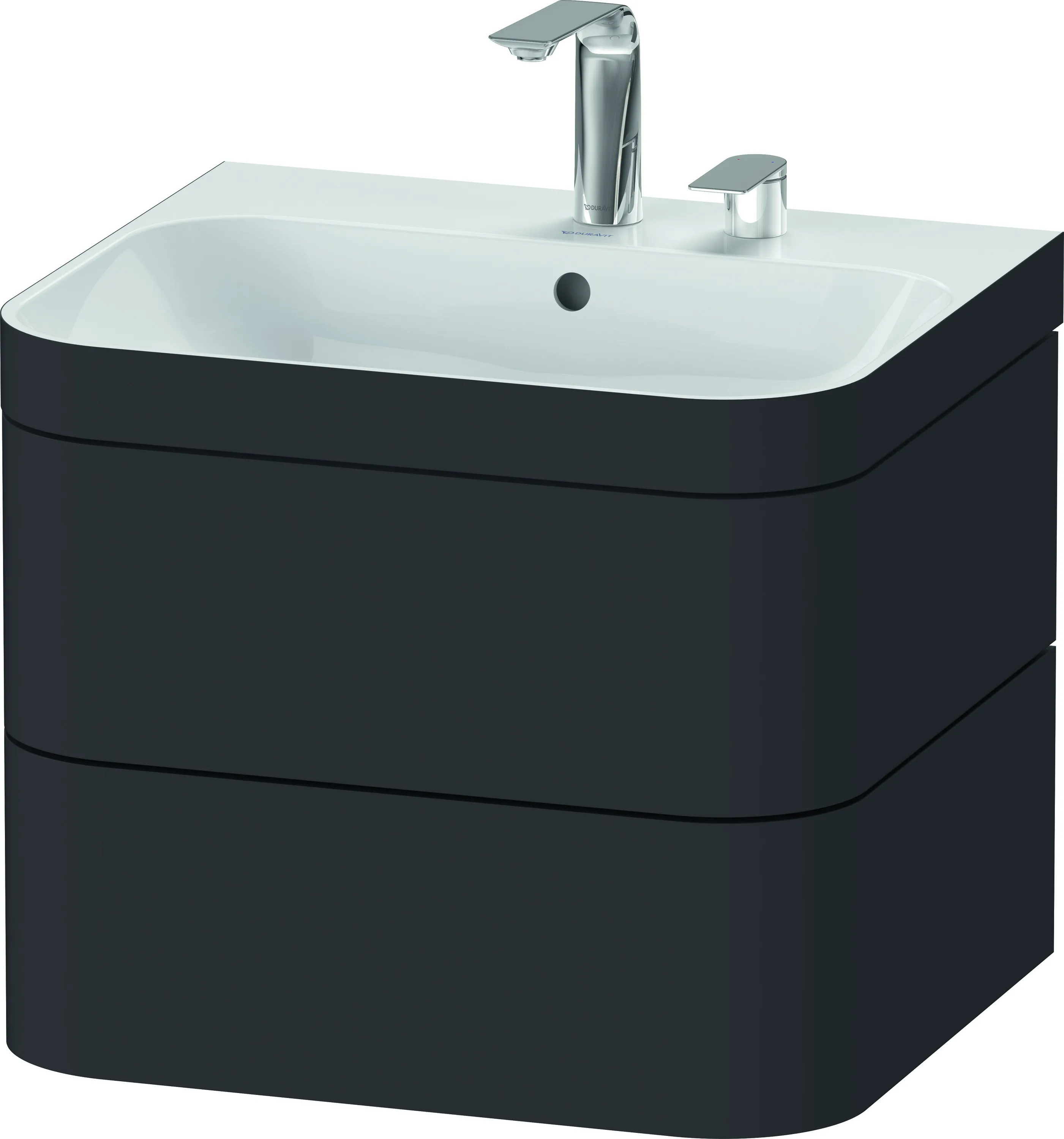 Duravit Waschtischunterschrank c-shaped Set wandhängend „Happy D.2 Plus“ 57,5 × 48 × 49 cm Graphit Supermatt Duravit Waschtischunterschrank c-shaped Set wandhängend „Happy D.2 Plus“ 57,5 × 48 × 49 cm Graphit Supermatt