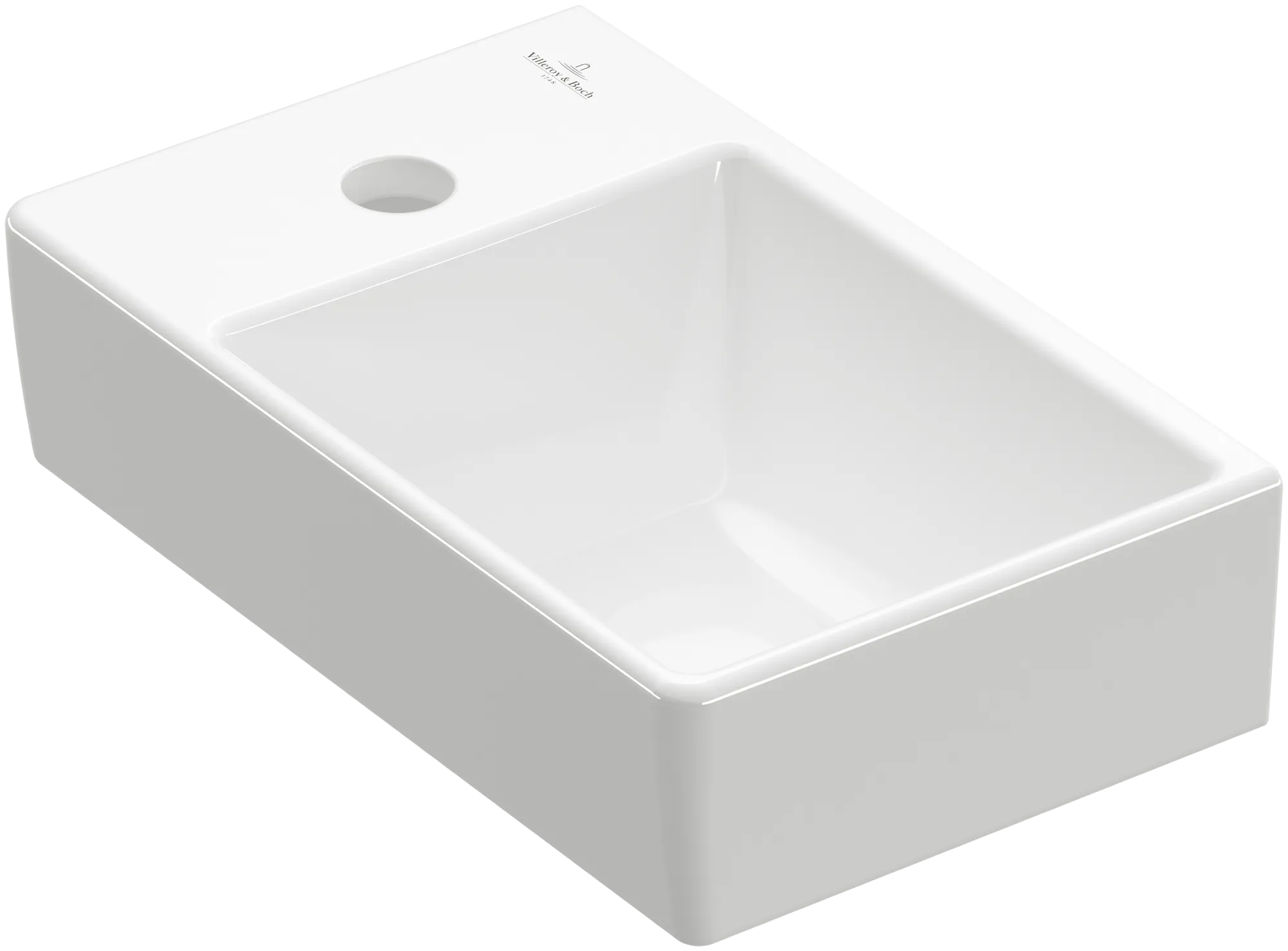 Villeroy & Boch Handwaschbecken „Avento“ 360 × 220 × 110 mm, für Becken rechts, mit Hahnlochbohrung, Hahnlochposition mittig in Weiß Alpin Villeroy & Boch Handwaschbecken „Avento“ 360 × 220 × 110 mm, für Becken rechts, mit Hahnlochbohrung, Hahnlochposition mittig in Weiß Alpin