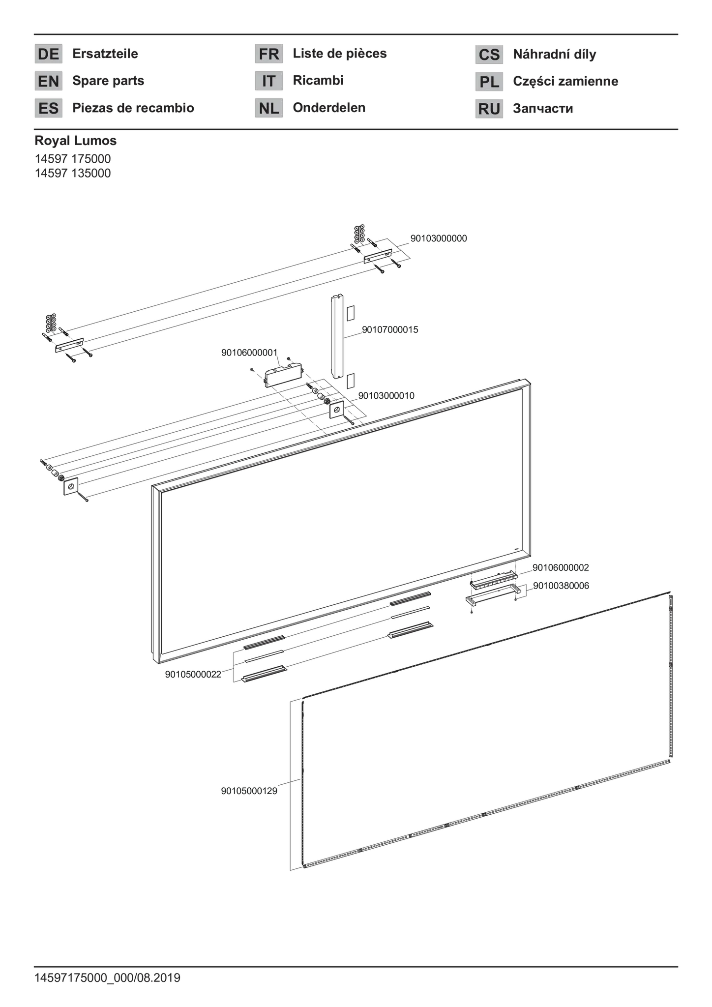KEUCO ROYAL LUMOS Lichtspiegel 1400x650x60mm schwarz-eloxiert