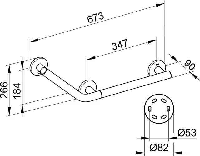 KEUCO Plan Care Winkelgriff 135 Grad linke Ausführung 673/266 mm verchromt KEUCO Plan Care Winkelgriff 135 Grad linke Ausführung 673/266 mm verchromt