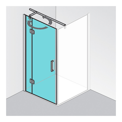 HSK Drehtür, pendelbar an Nebenteil „Aperto“ Drehtür mit Festfeld für Seitenteil Glas Klar hell, Profile Chromoptik (Alu Hochglanz poliert), H: 2000 mm