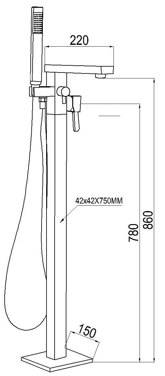 Wannenfüll- und Brause-Einhandbatterie AqvaDesign - mit Standrohr für freistehende Montage - Auslaufhöhe 860 mm - automatische Umstellung - Einbaubox - Kartusche mit keramischen Dichtscheiben - Heißwassersperre - Wassermengendurchflussregulierung - B Wannenfüll- und Brause-Einhandbatterie AqvaDesign - mit Standrohr für freistehende Montage - Auslaufhöhe 860 mm - automatische Umstellung - Einbaubox - Kartusche mit keramischen Dichtscheiben - Heißwassersperre - Wassermengendurchflussregulierung - B