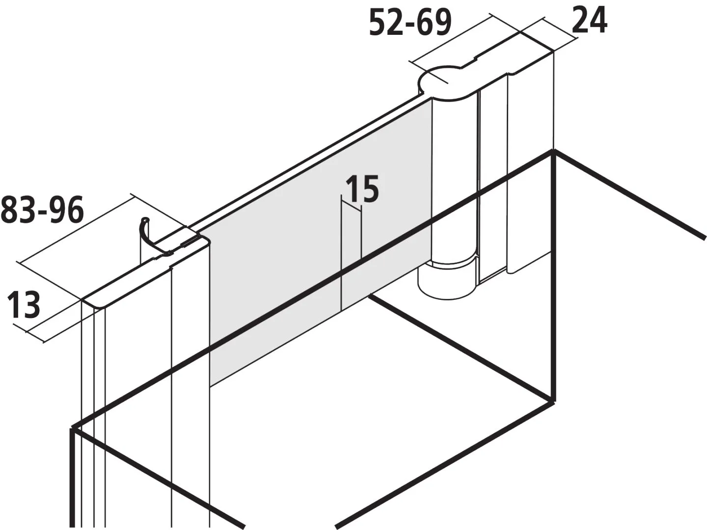 Kermi Duschdesign IBIZA 2000 Duschkabine, weiß, H 1600 mm, SW kurz 680-710 mm
