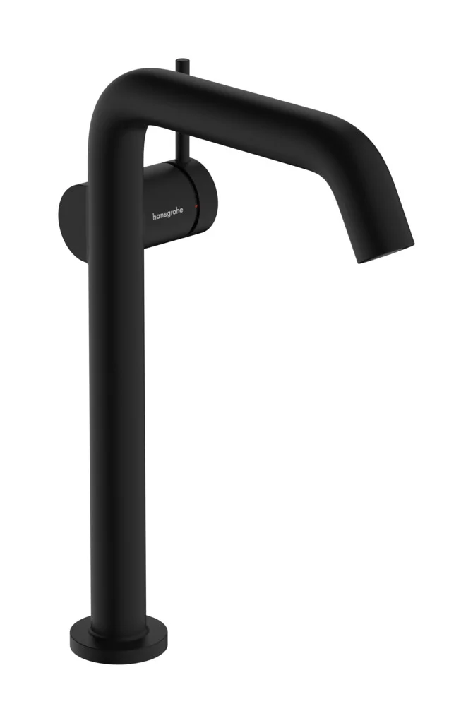 Hansgrohe Tecturis S Einhebel-Waschtischmischer 240 Fine CoolStart EcoSmart+ mattschwarz, Ausladung 167 mm, Auslaufhöhe 230 mm, Push-Open Ablaufgarnitur G 11/4, max. Durchfluss 4 l/min