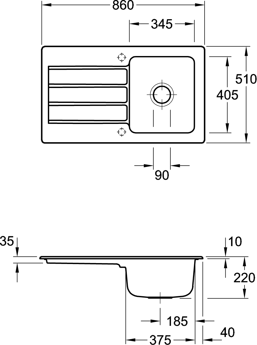 Villeroy & Boch Architectura 50 Einbauspüle, 860 x 510 mm, Stone White CeramicPlus Villeroy & Boch Architectura 50 Einbauspüle, 860 x 510 mm, Stone White CeramicPlus