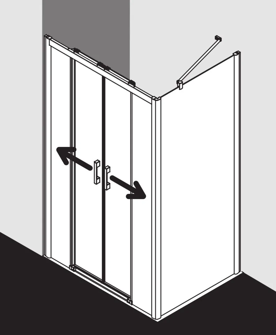 Kermi Duschtür Gleittür 4-teilig bodenfrei mit Festfeldern für Nische und Ecke „PEGA“ Glas SR Opaco, Profile Silber Hochglanz, BV: 1190 - 1230 mm GAK: 1190 - 1210 mm WE: 1190 - 1230 mm H: 1850 mm Kermi Duschtür Gleittür 4-teilig bodenfrei mit Festfeldern für Nische und Ecke „PEGA“ Glas SR Opaco, Profile Silber Hochglanz, BV: 1190 - 1230 mm GAK: 1190 - 1210 mm WE: 1190 - 1230 mm H: 1850 mm