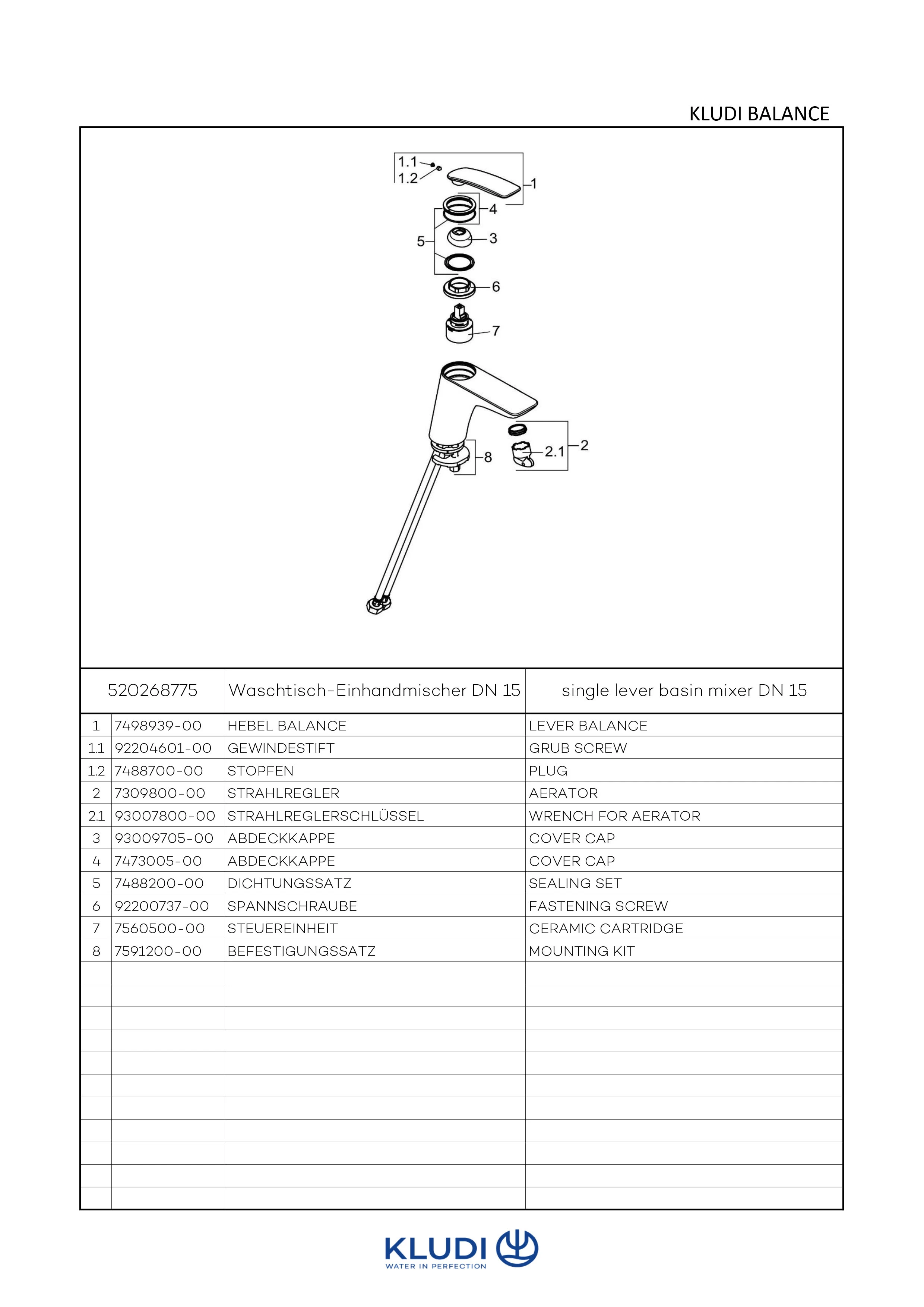 BALANCE Waschtisch-EHM DN 15 ohne Ablaufgarnitur schwarzmatt/chrom