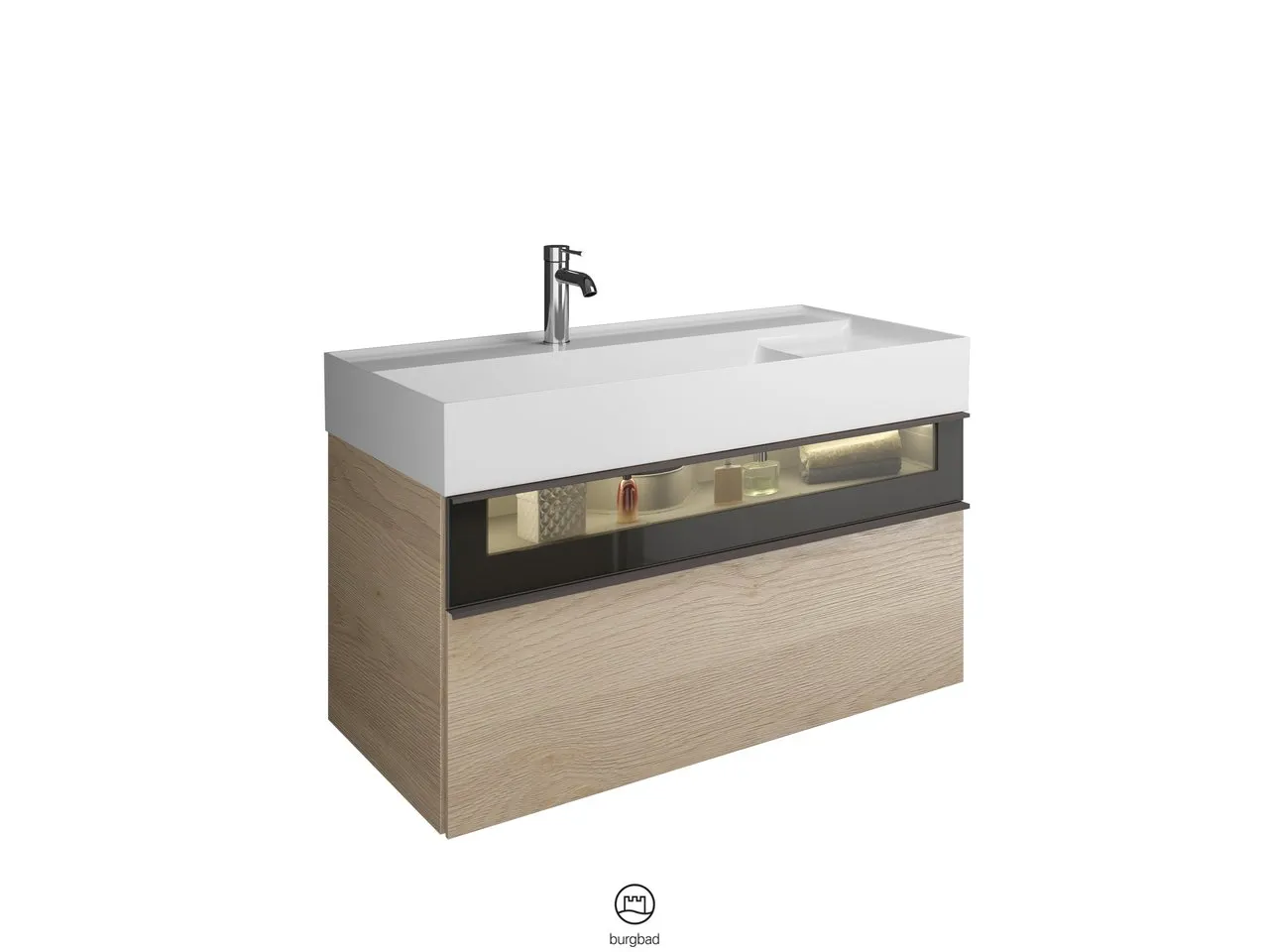 burgbad Yumo Mi-Waschtisch inkl. WTU SFMX102, Mineralguss, 470x1015x610mm, PG1 burgbad Yumo Mi-Waschtisch inkl. WTU SFMX102, Mineralguss, 470x1015x610mm, PG1