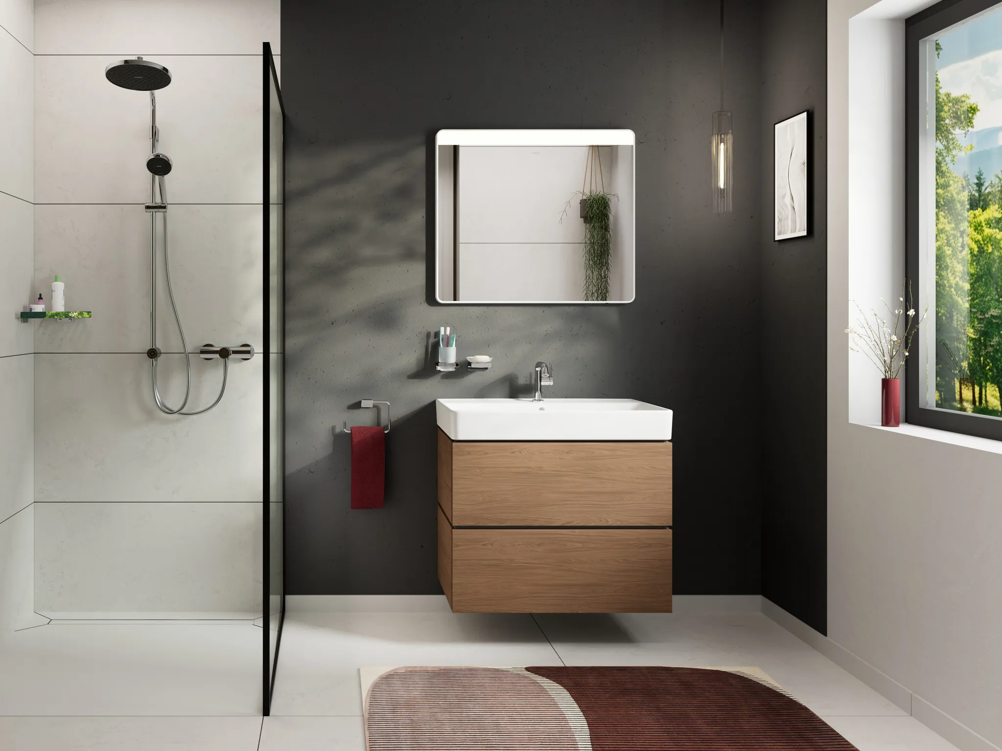 Hansgrohe Xilesa E Waschtischunterschrank 780⁄470 mit 2 Schubkästen, Eiche Kaschmir