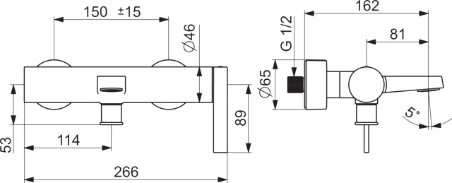 HA Einhebelmischer Wafü und Brausebatterie HANSALOFT 5770 Ausladung 162 mm DN15 Chrom