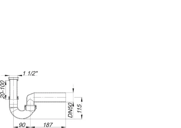 Röhren-Siphon 100/0, 1 1/2″ x DN 40/DN 50