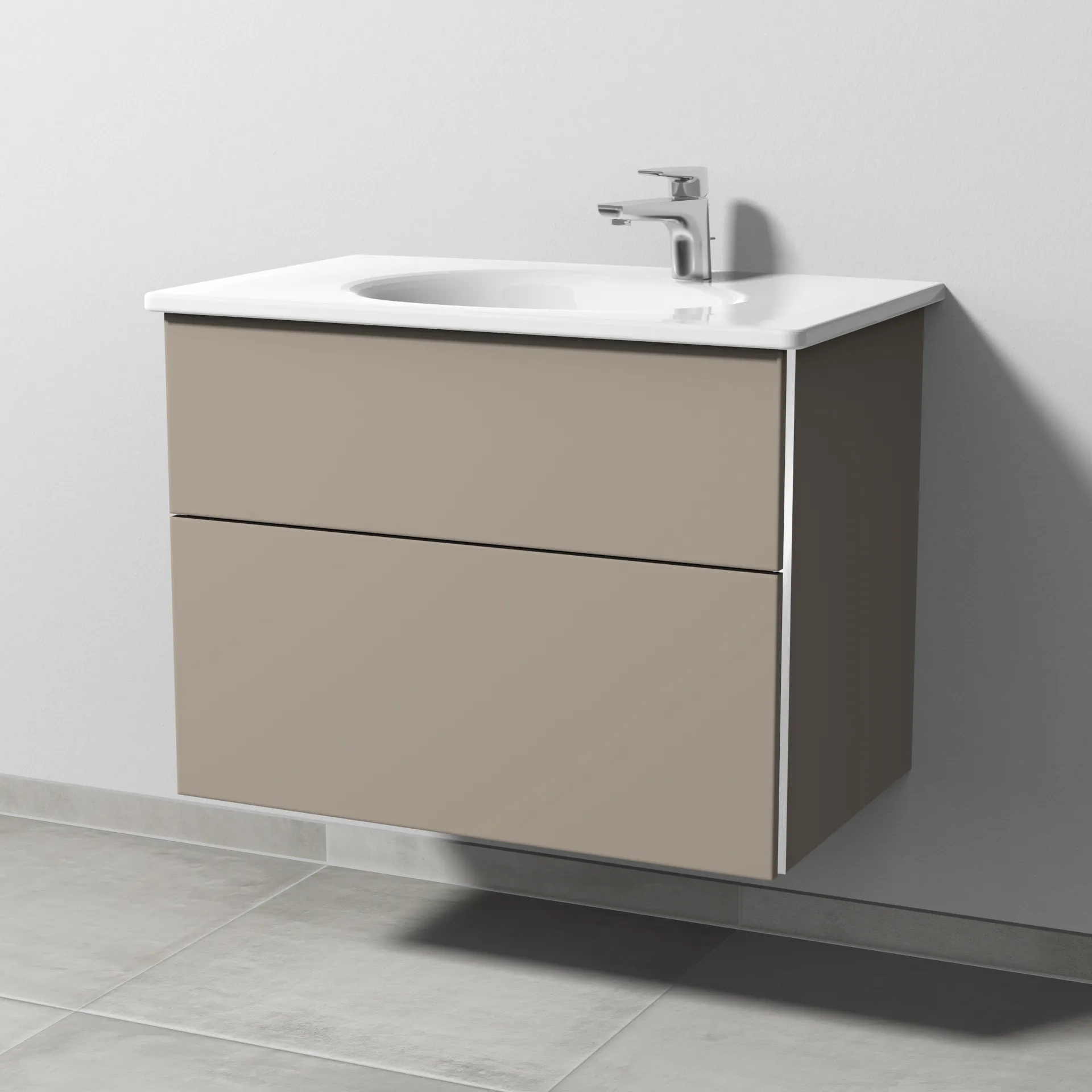 Sanipa Waschtischunterschrank „3way“ passend zu Keramik-Waschtische Antao von Villeroy & Boch 755 × 588 × 482 mm in Sandgrau (matt)